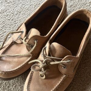 Sperry Tan Leather Boat Shoes for Men